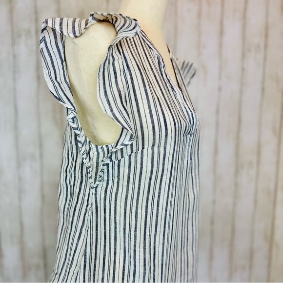 Old Navy | Linen-Cotton Striped Flutter Sleeve Top - Picture 5 of 12